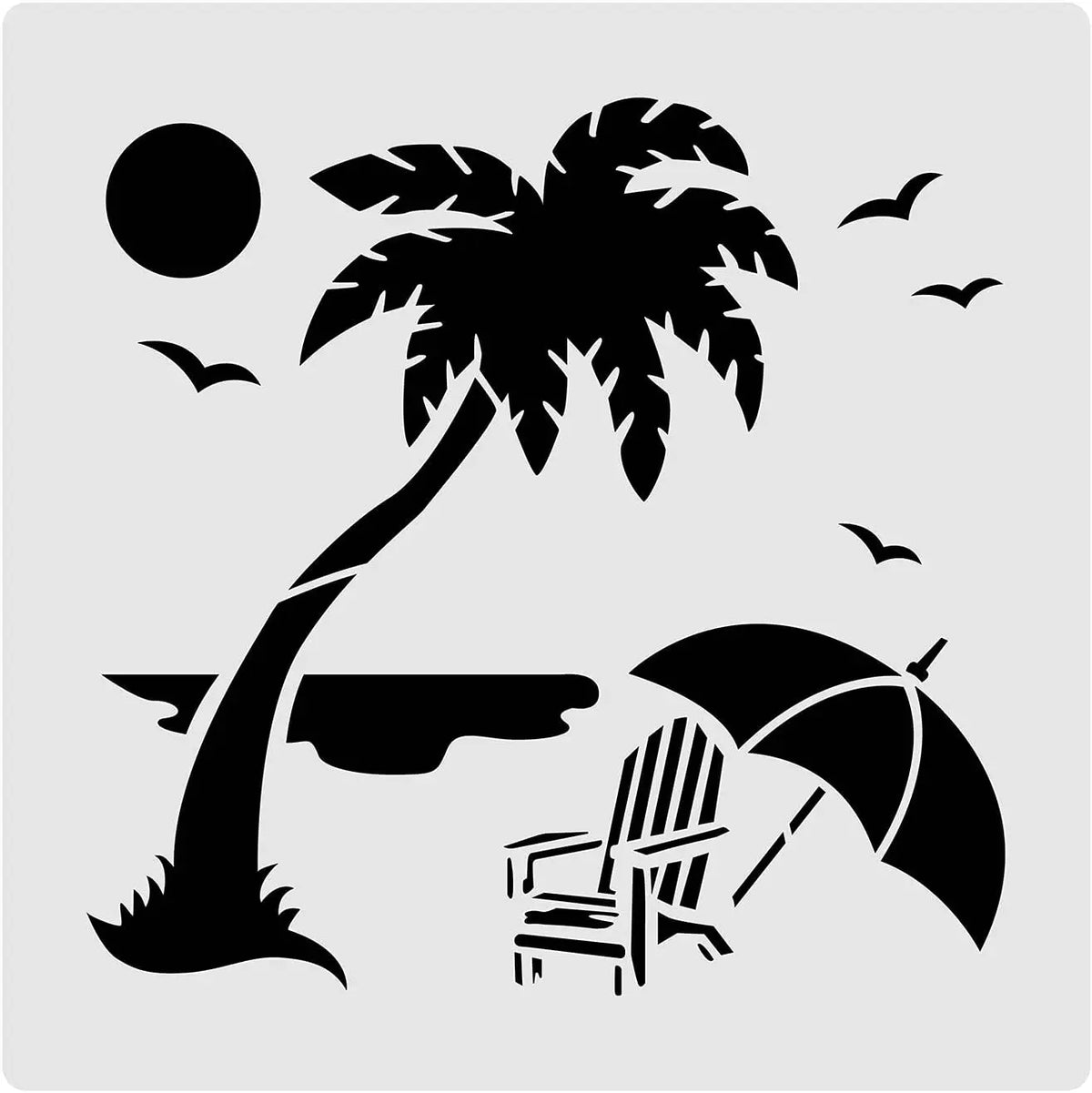 12x12" Beach & Nature Painting Stencils | 22 Reusable PET Craft Painting Stencils QXL AECH04-14330