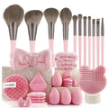 Pink Makeup Brush & Sponge Set | 21-32 Pc Gift Kit Makeup Brush Set QXL 32pcs pink