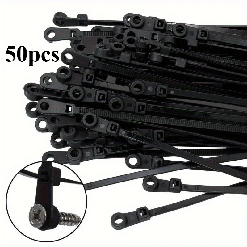 Nylon Cable Ties with Screw Mount Hole | Self-Locking Zip Nylon Cable Ties QXL Black