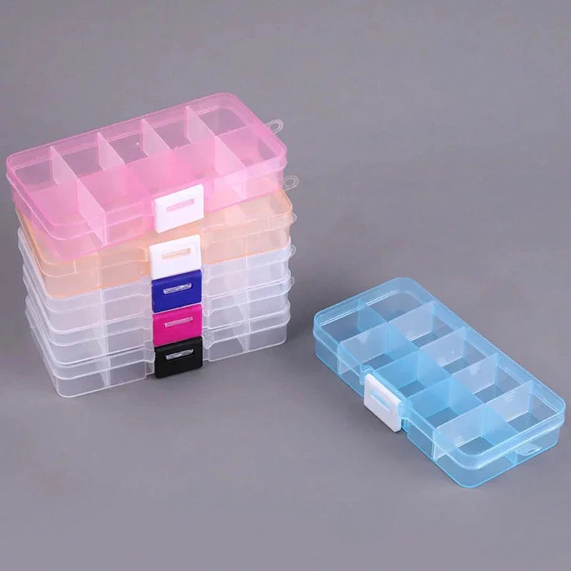 10-Grid Adjustable Nail Art & Jewelry Storage Organizer Box Nail Art Organizer QXL