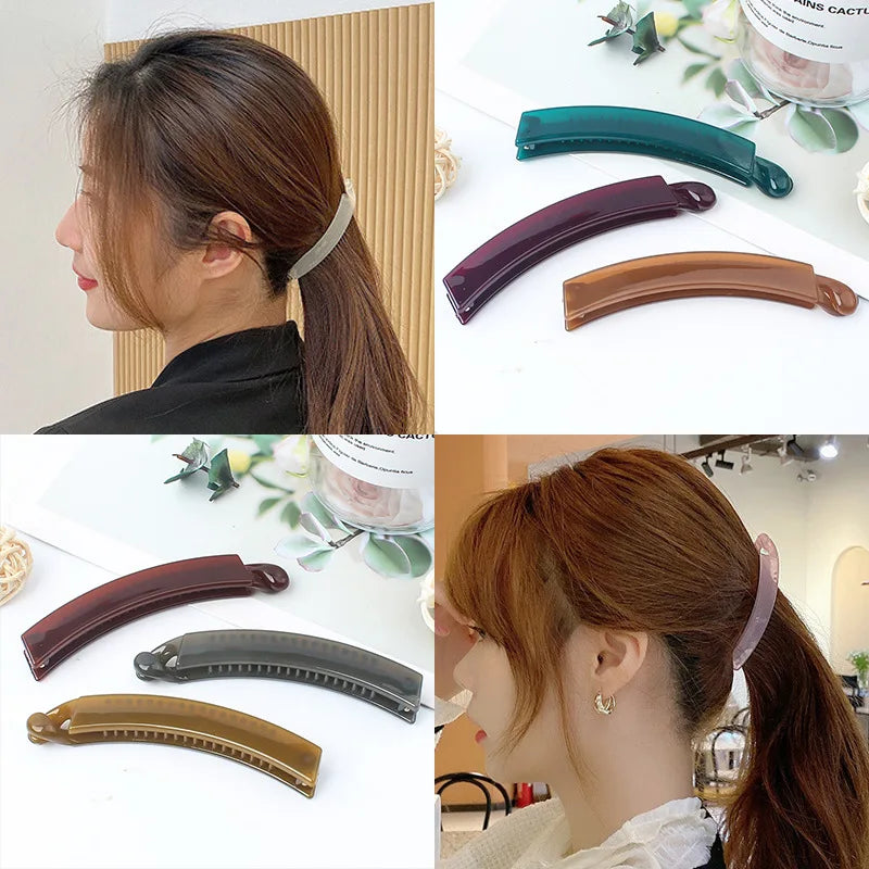 Frosted Banana Clip – Clear Ponytail Hair Claw Barrette Banana Hair Clip QXL