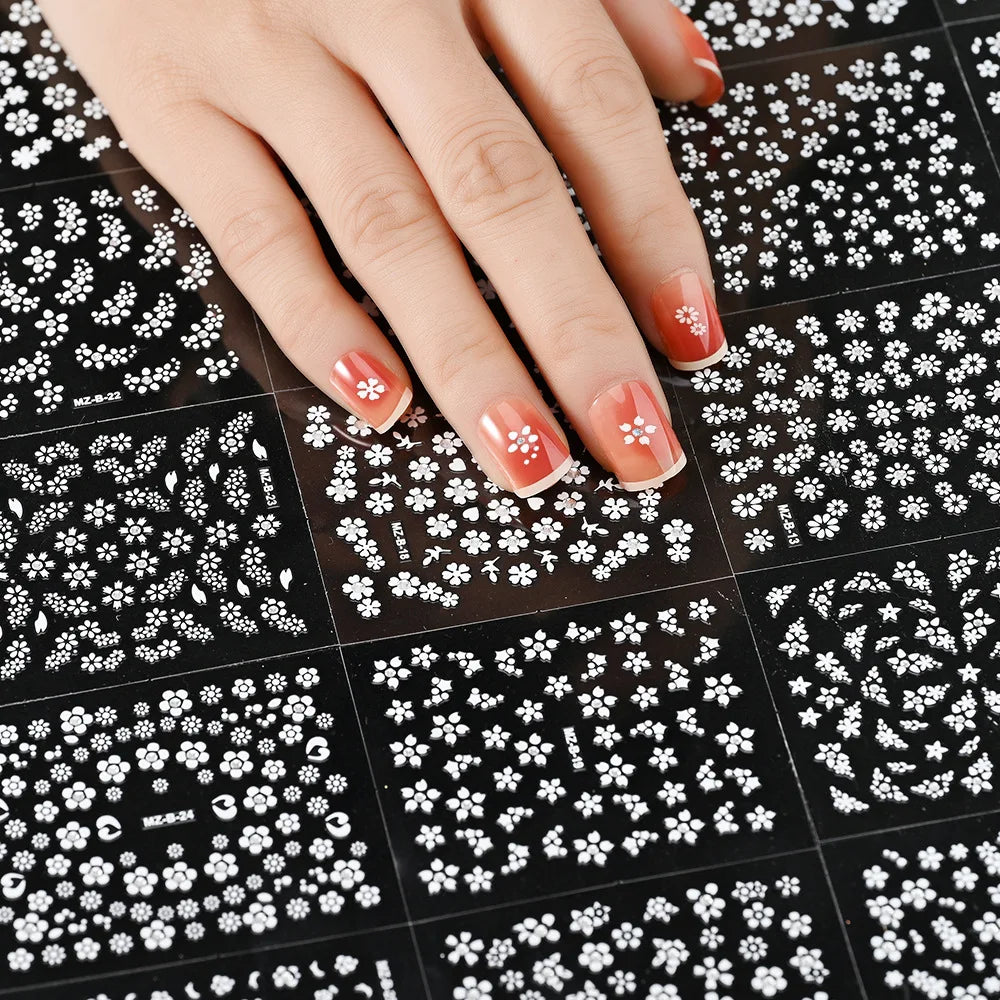 5D Flower Nail Art Stickers 5-Pack | Kawaii Floral Decals Nail Art Stickers QXL 5pcs