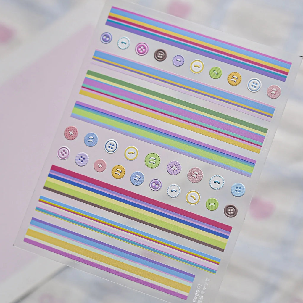 5D Nail Art Stickers – Stripes, Hearts, Stars & Rainbow Decals Nail Art Stickers QXL