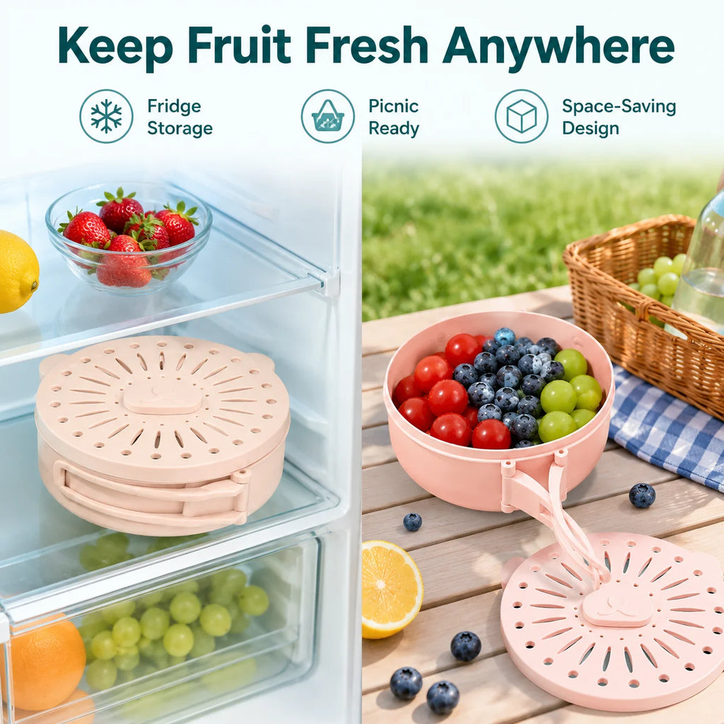 Foldable Fruit Washing Bowl with Drain Lid | PP5 Basket Fruit Washing Bowl QXL