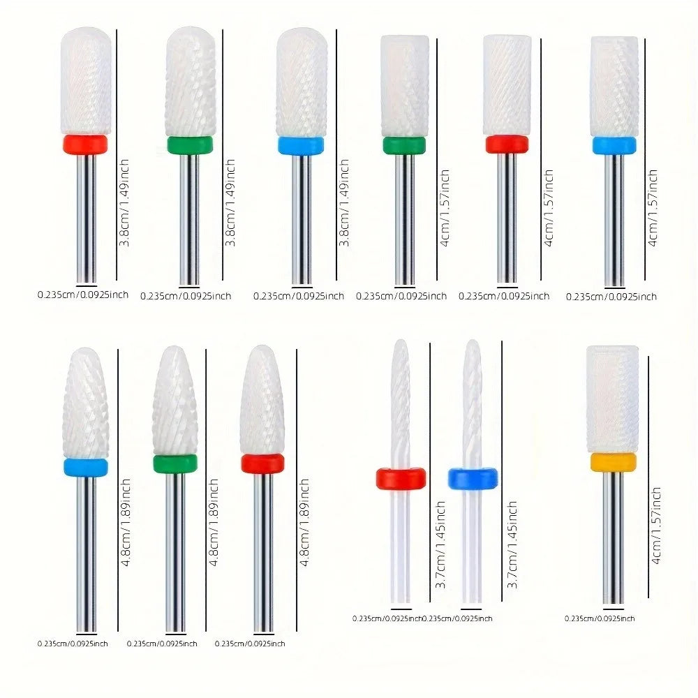 5-Pc Ceramic Nail Drill Bit Set | Gel Removal & Pedicure Nail Drill Bit Set QXL