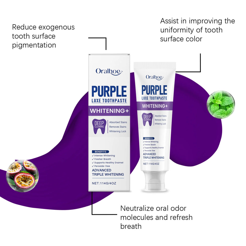 Oralhoe Hydroxyapatite Purple Toothpaste | Whitening Mint 114g Whitening Toothpaste QXL