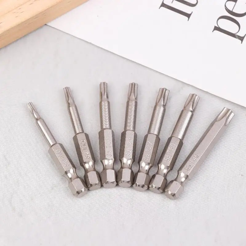 7-Pc S2 Magnetic Torx Screwdriver Bits T10–T40 | 1/4" Hex Screwdriver Bit Set QXL