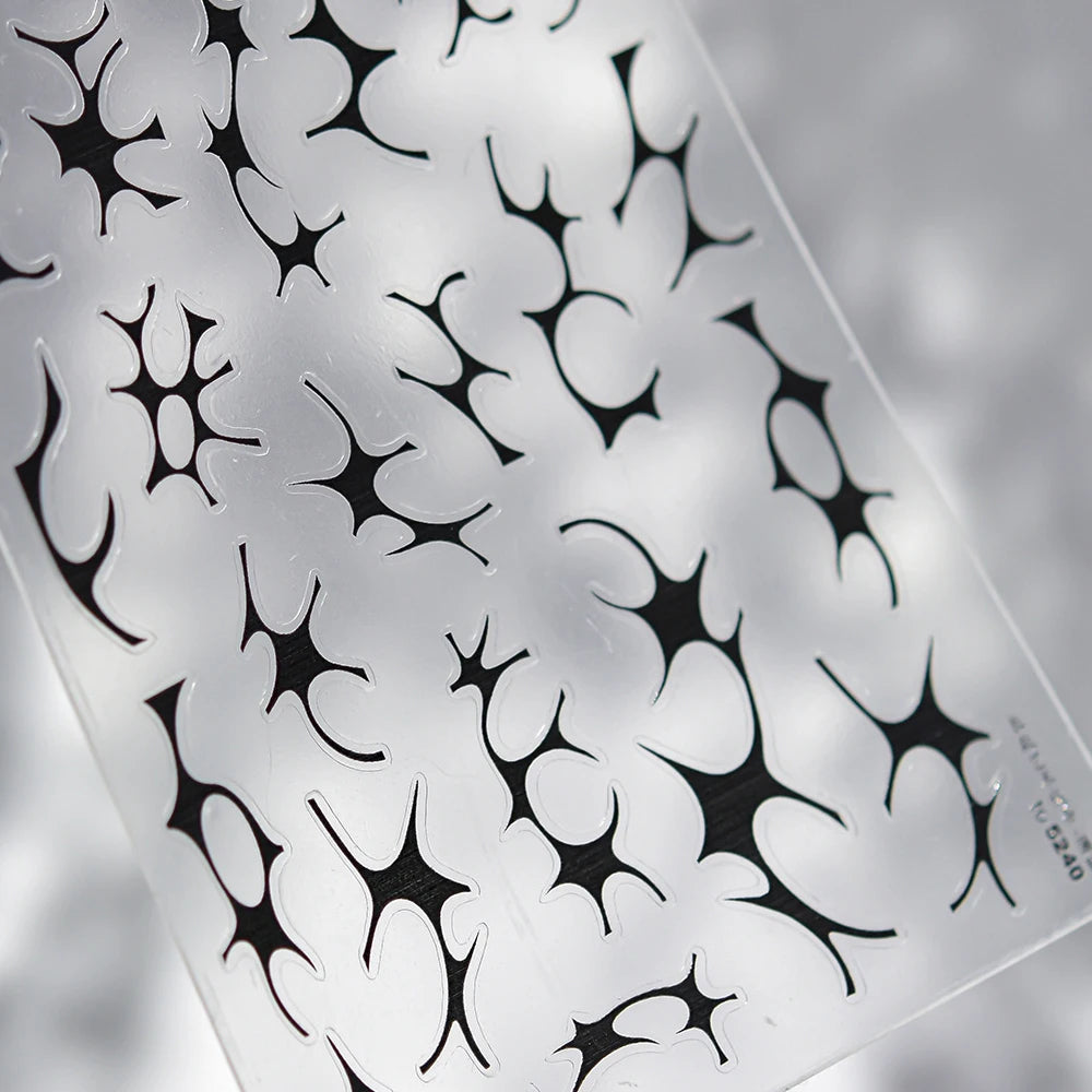 5D Black French Lines Nail Art Stickers | Geometric Decals