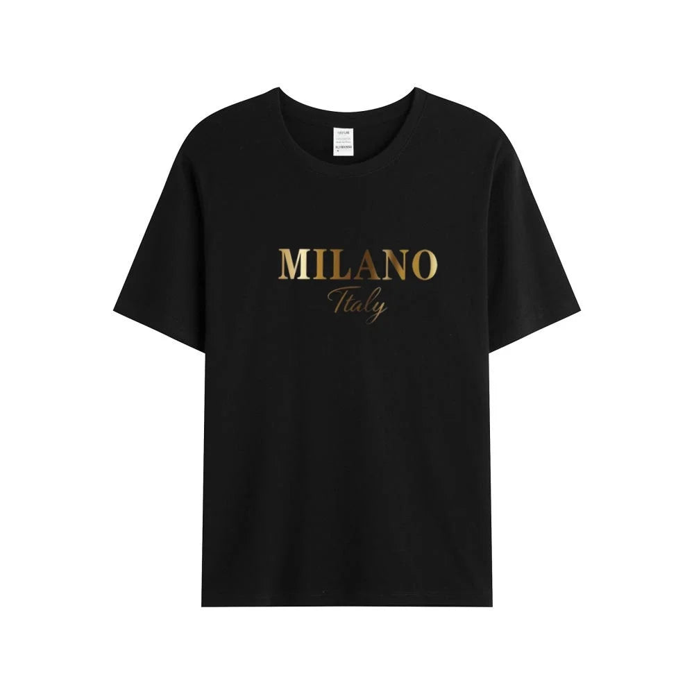 Women's 100% Cotton MILANO Logo T-Shirt | XS–3XL Casual Tee Women's Casual T-Shirt QXL 1 XS
