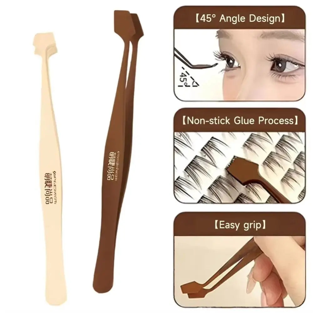 45° Anti-Stick Eyelash Tweezers | Cluster Lash Applicator Eyelash Tweezers QXL