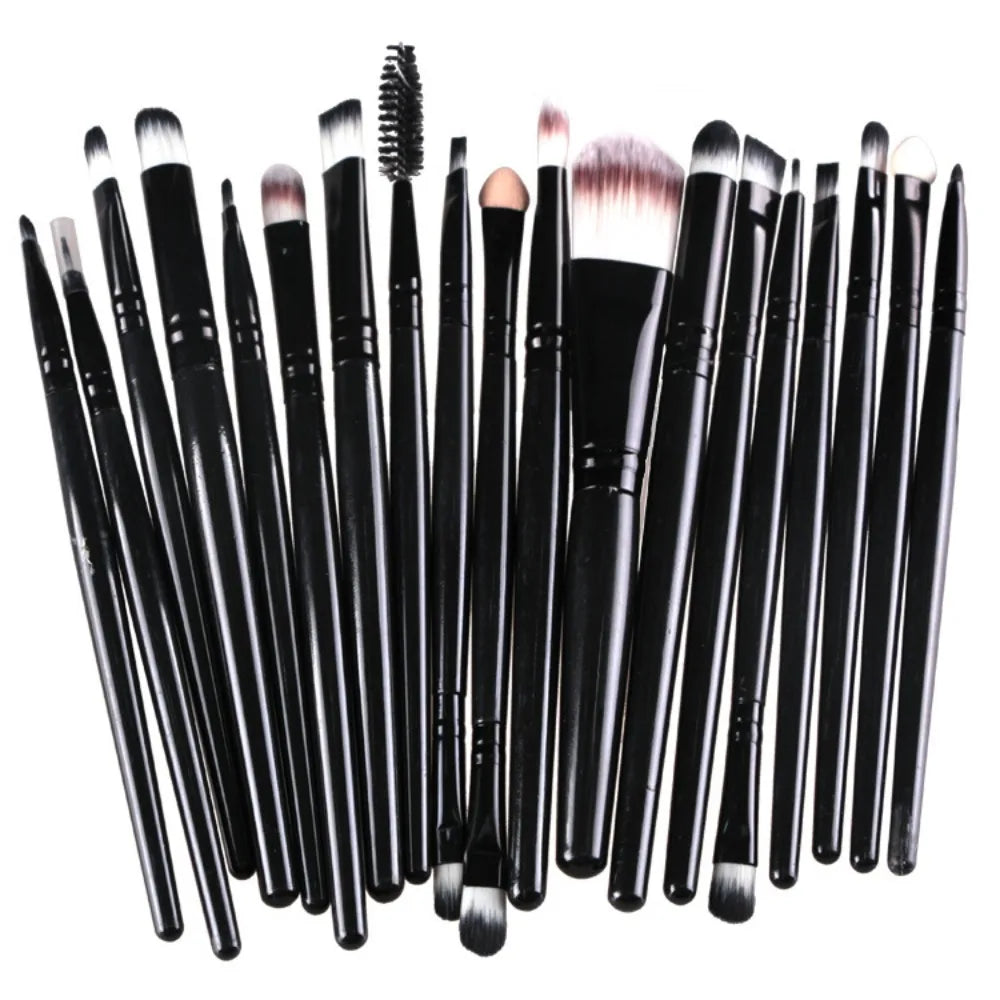 20-Piece Makeup Brush Set | Foundation, Eyeshadow & Blush Makeup Brush Set QXL Black 20Pcs