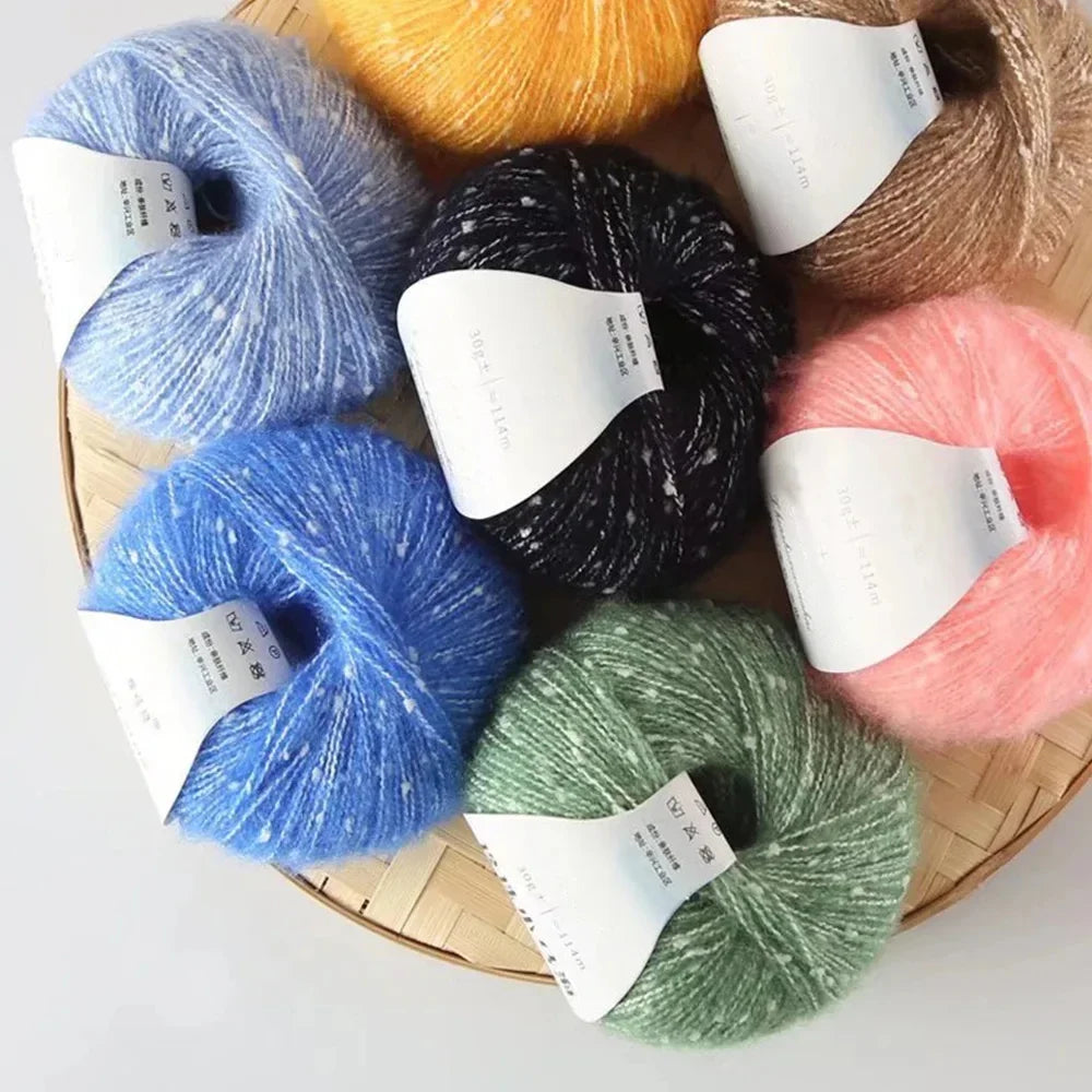 Pearl Mohair Yarn DIY Knitting Wool Blend Thread 30g 144m Mohair Knitting Yarn QXL
