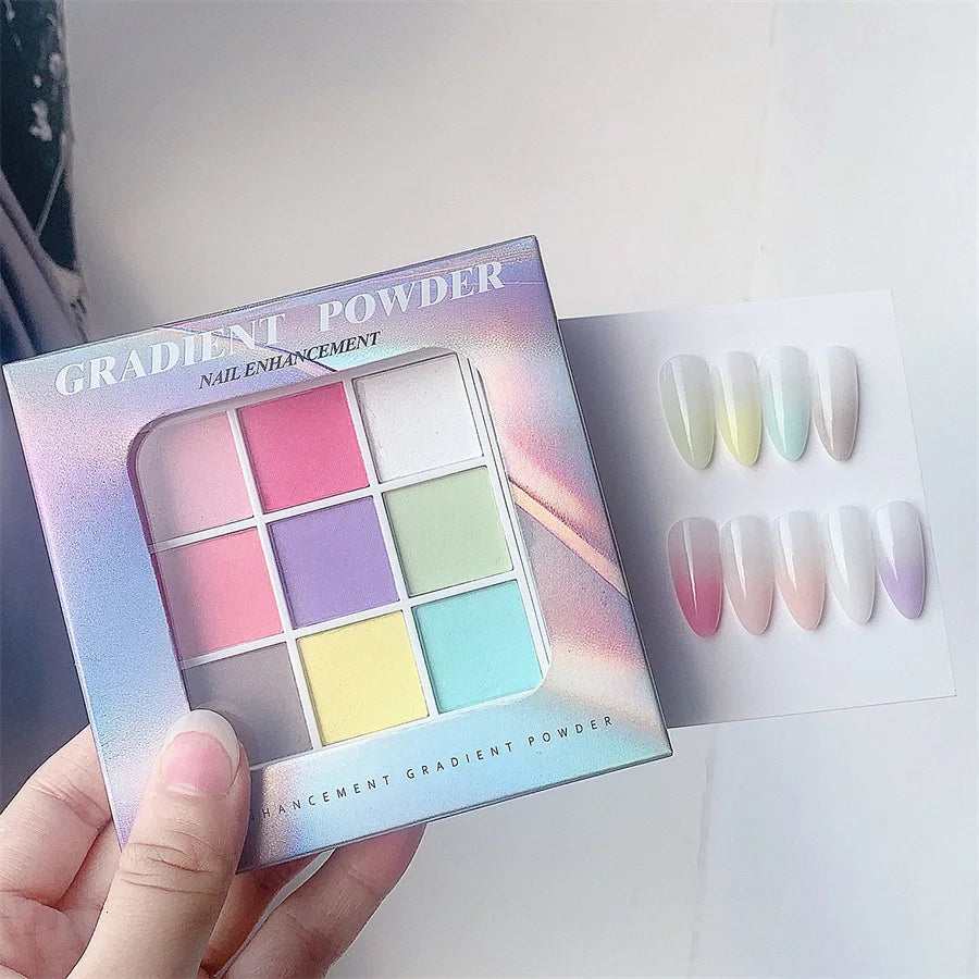 9-Color Chrome Nail Powder | Shimmer Glitter Gradient Manicure Nail Glitter Powder QXL