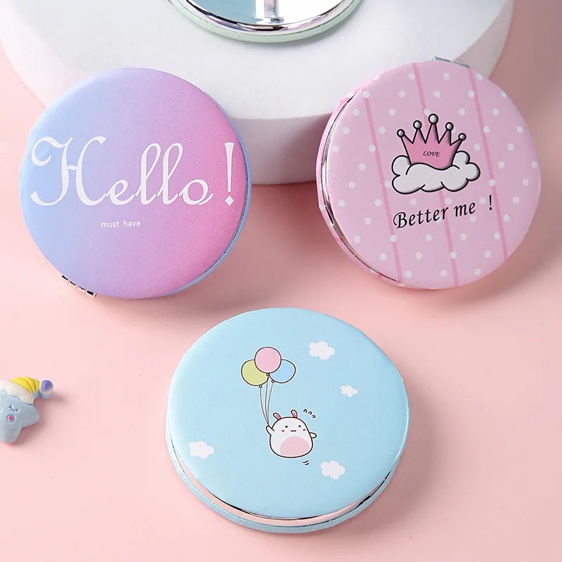 Cute Cartoon Dual-Sided Foldable Pocket Makeup Mirror Compact Makeup Mirror QXL