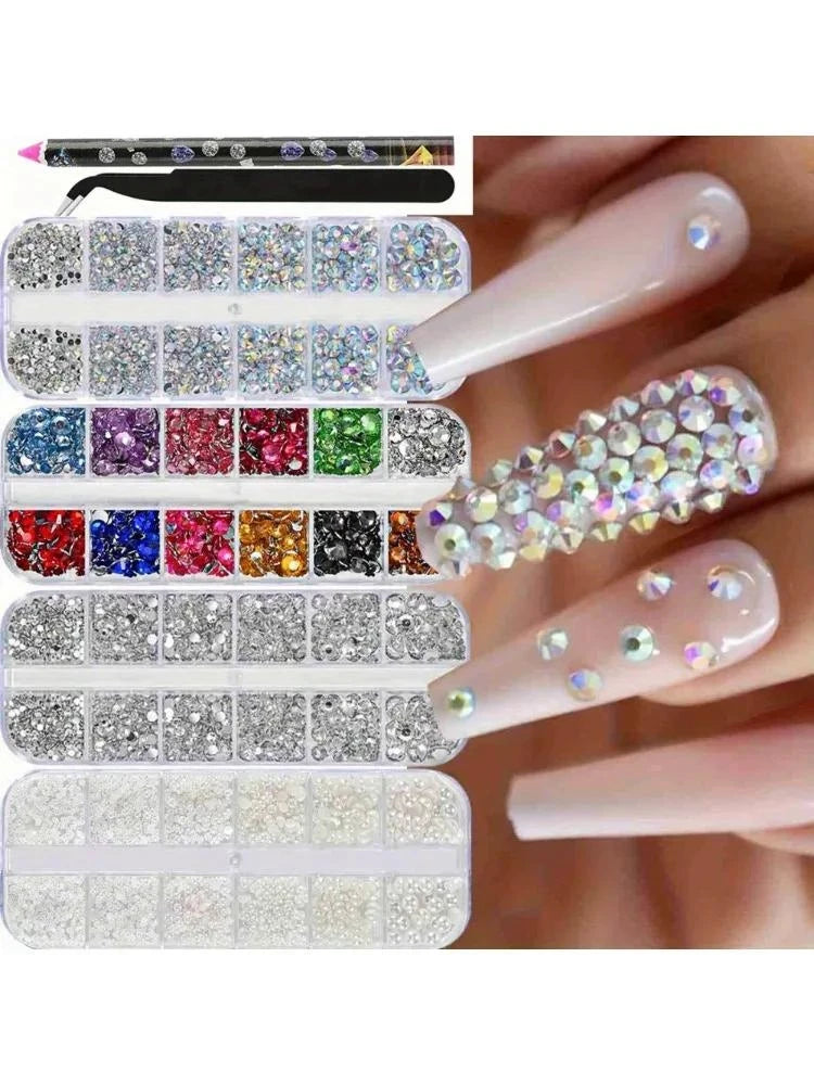 3-Pc Nail Art Rhinestones, Pearls & Dotting Tool Set Nail Art Embellishment Set QXL