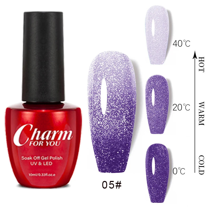 VERONNI 10ml Glitter Thermal Gel Polish | UV/LED Color-Changing Gel Nail Polish QXL