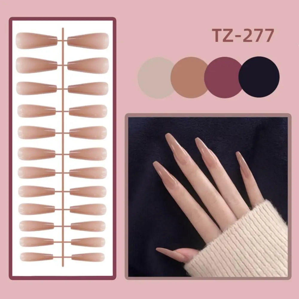 24-Pack Long Ballet Press-On Nails | Full Cover Solid Color Press-On Nail Set QXL