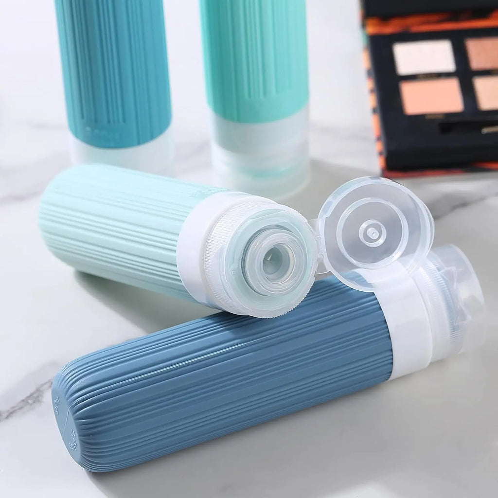 4-Pack 90ml Leak-Proof Silicone Travel Bottles + Toiletry Bag Silicone Travel Bottles QXL