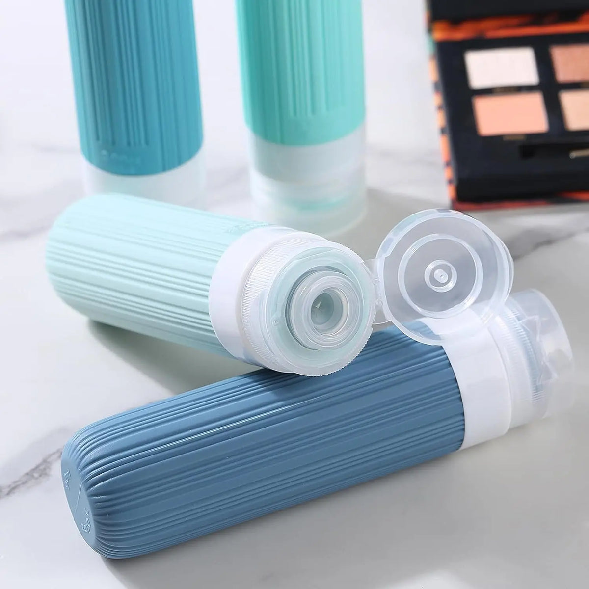 4-Pack 90ml Leak-Proof Silicone Travel Bottles + Toiletry Bag Silicone Travel Bottles QXL