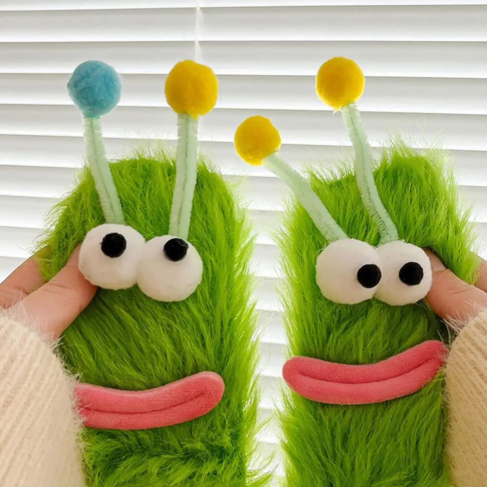 3D Cartoon Eyes Fluffy Plush Socks – Women's Cozy Xmas Gift Novelty Plush Socks QXL