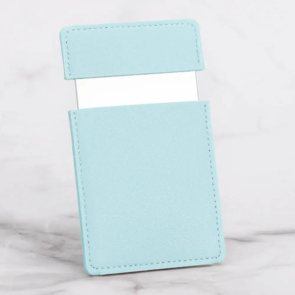 Stainless Steel Pocket Makeup Mirror | PU Leather Compact Pocket Makeup Mirror QXL Blue