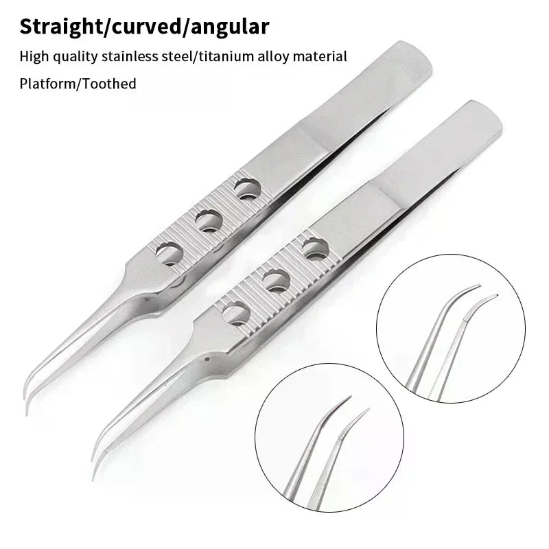 Toothed Precision Tweezers | Titanium & Steel Eyelid Tool Precision Eyelid Tweezers QXL