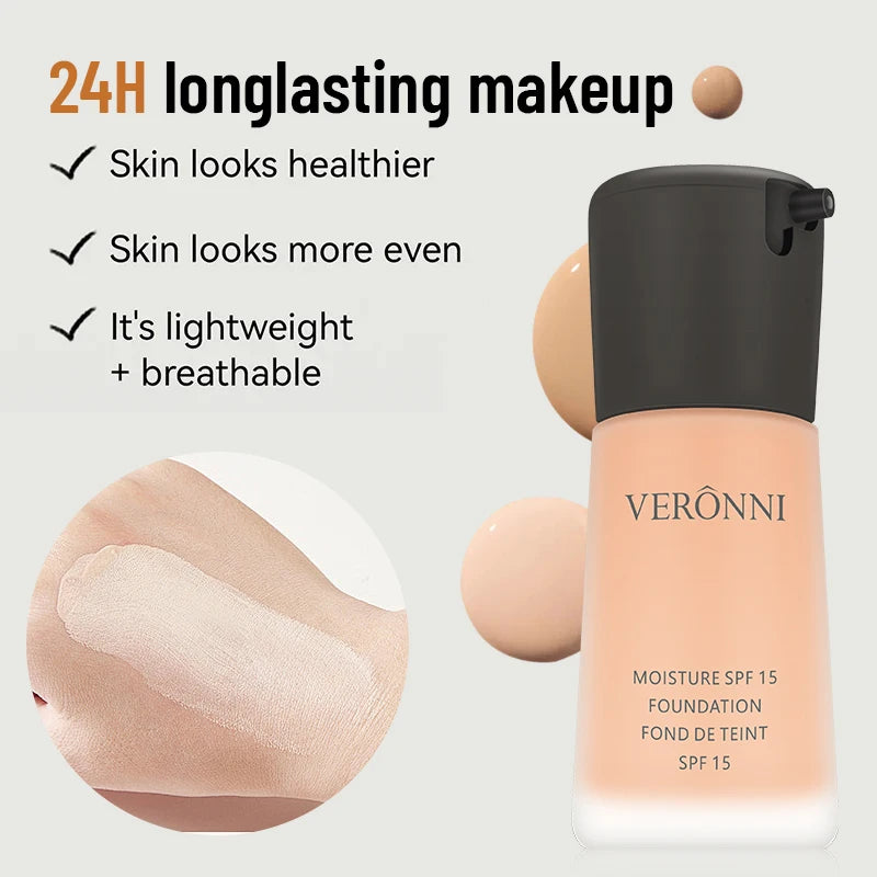 VERONNI Matte Liquid Foundation – Full Coverage BB Cream 30ml Liquid Foundation QXL