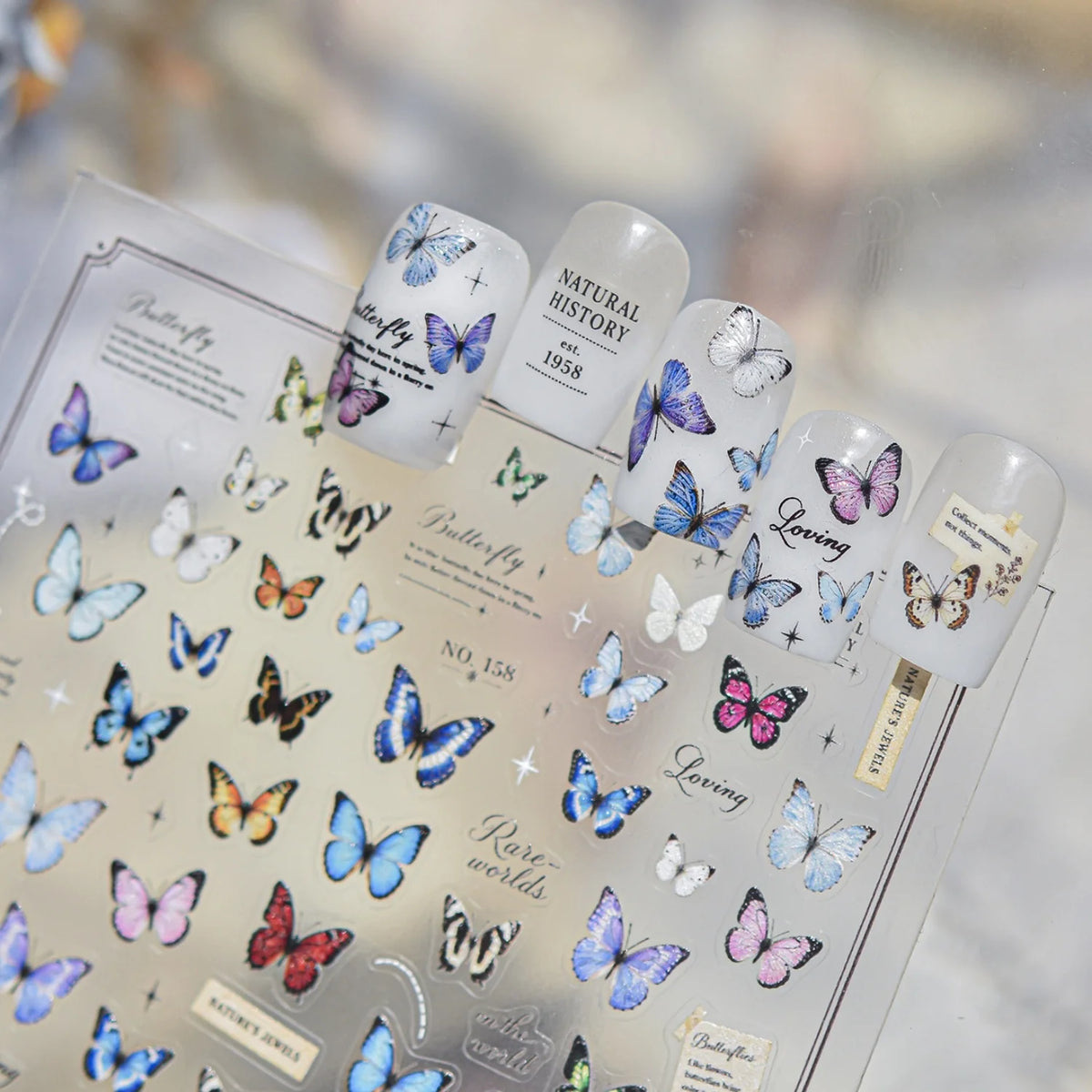 5D Retro Butterfly Nail Stickers | Oil Painting Forest Decals Nail Art Stickers QXL