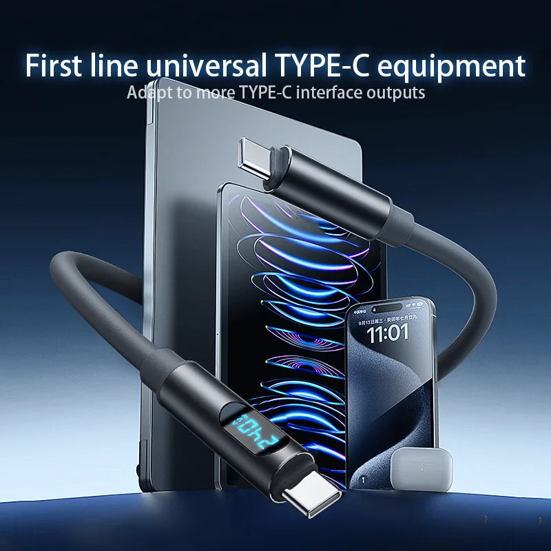 240W USB-C Fast Charging Cable with Digital Display | 6A USB-C Charging Cable QXL