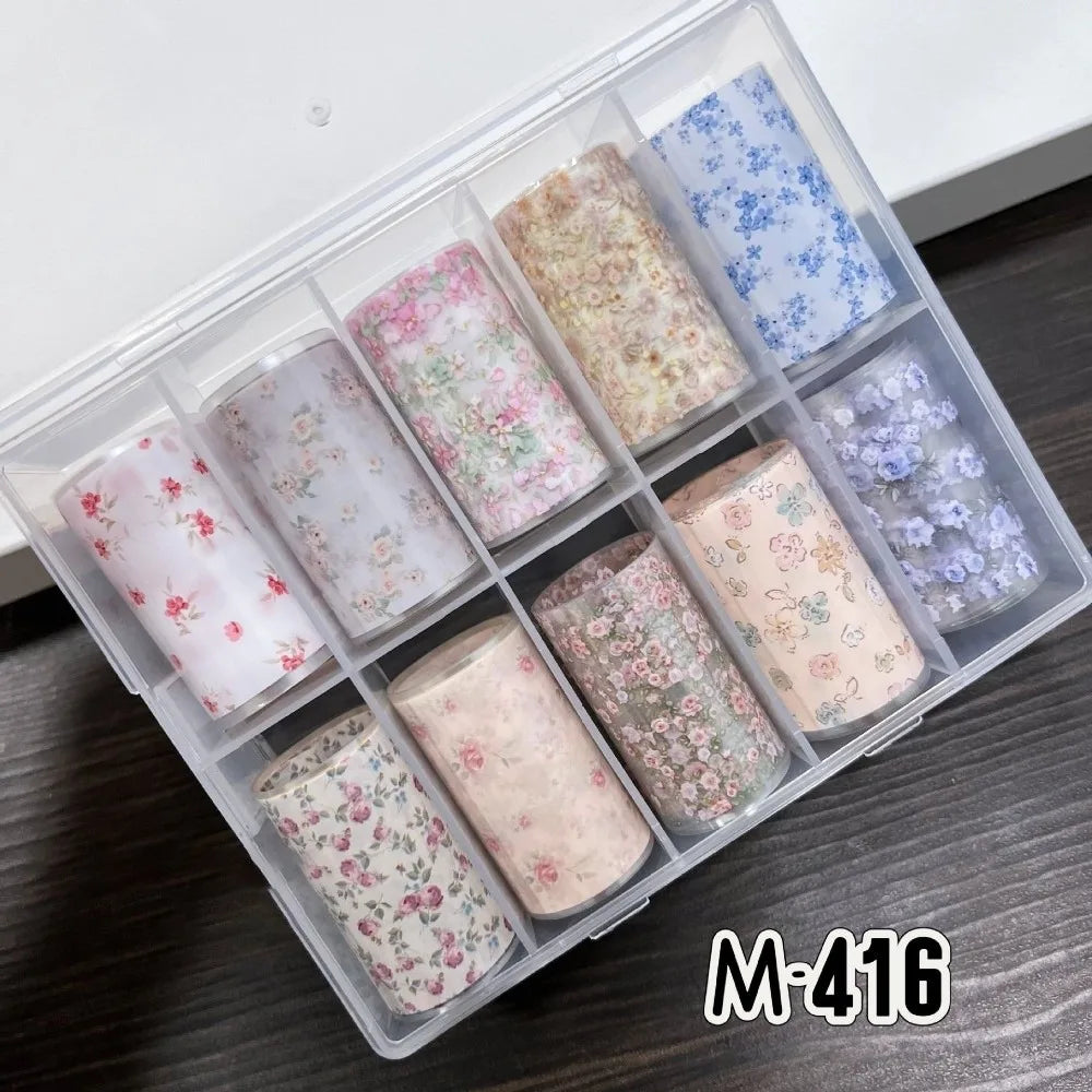 Lace Rose Nail Foil Stickers | Black & White Sequin Transfer Nail Foil Stickers QXL 1