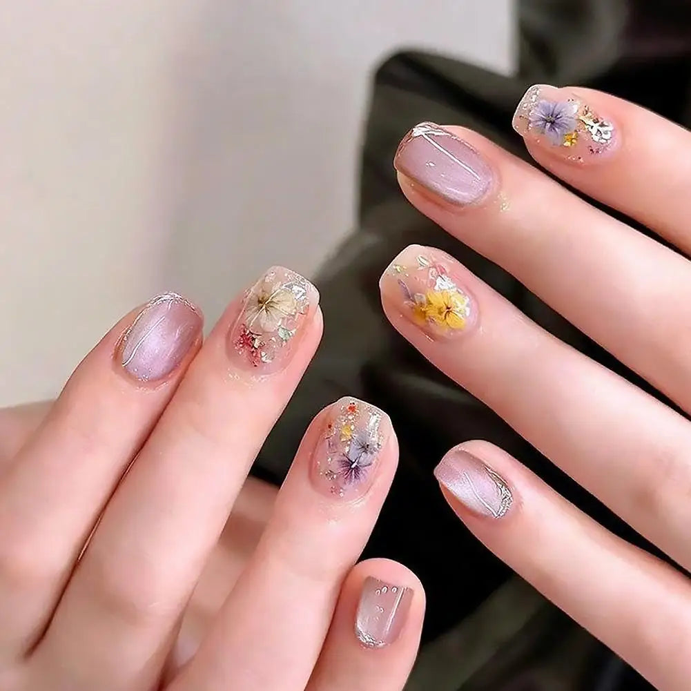 Real Dried Flower Nail Art Set | 3D Floral Manicure Decor Nail Art Decoration QXL