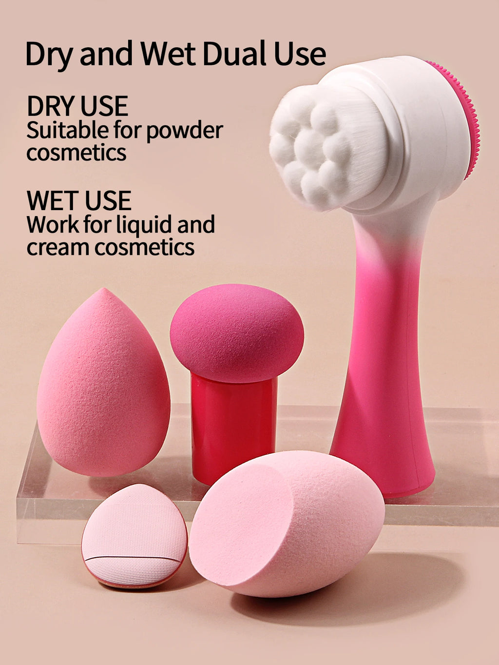 15-Piece Makeup Applicator Set | Puffs, Brushes & Headband Makeup Applicator Set QXL