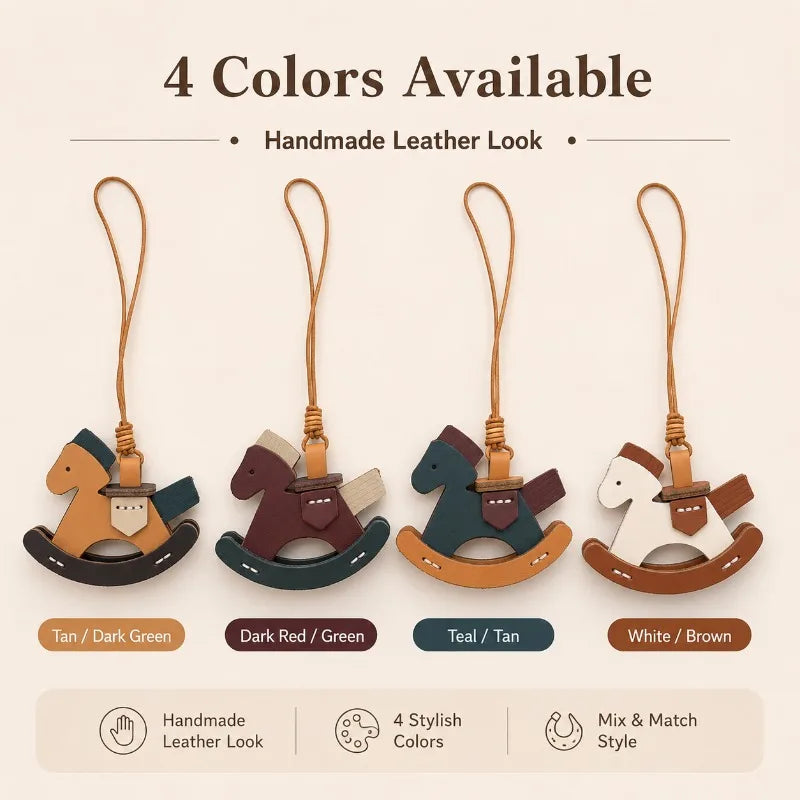 Leather Rocking Horse Bag Charm – Layered Pendant Keychain Bag Charm Pendant QXL