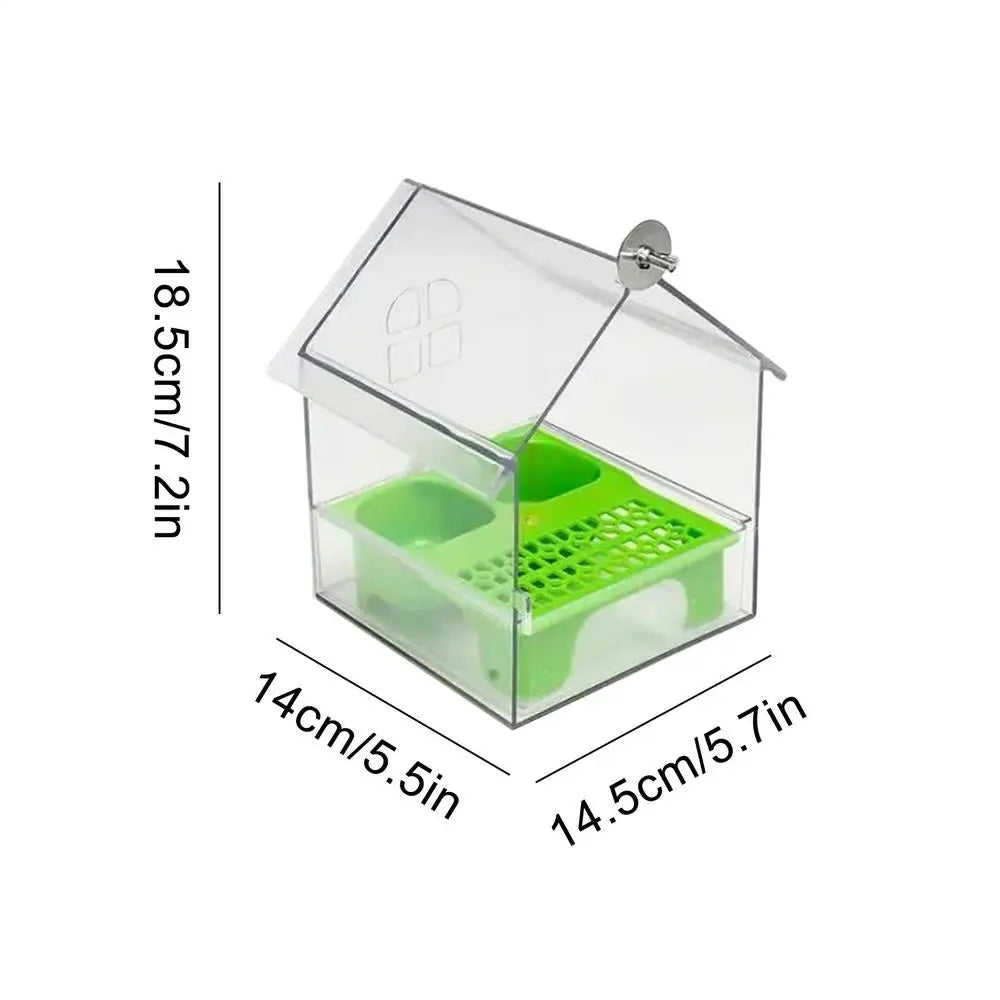 Decorative Bird Feeder House with Bath Tub & Food Dish Bird Feeder House QXL Green