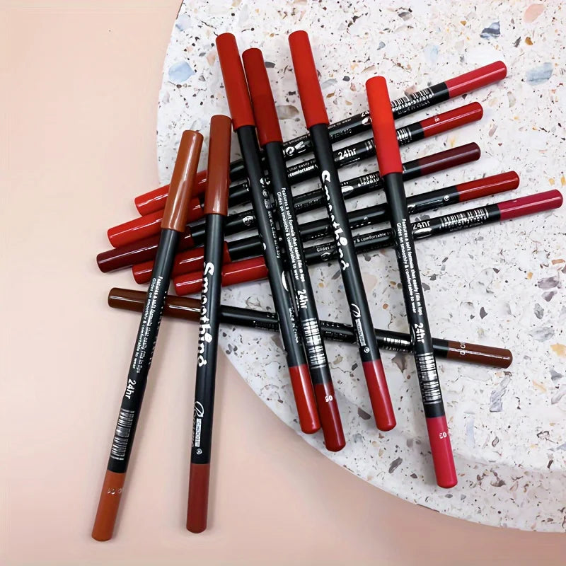 12-Pc Matte Lipstick & Lip Liner Set | Long-Lasting Waterproof Lip Cosmetics Set QXL