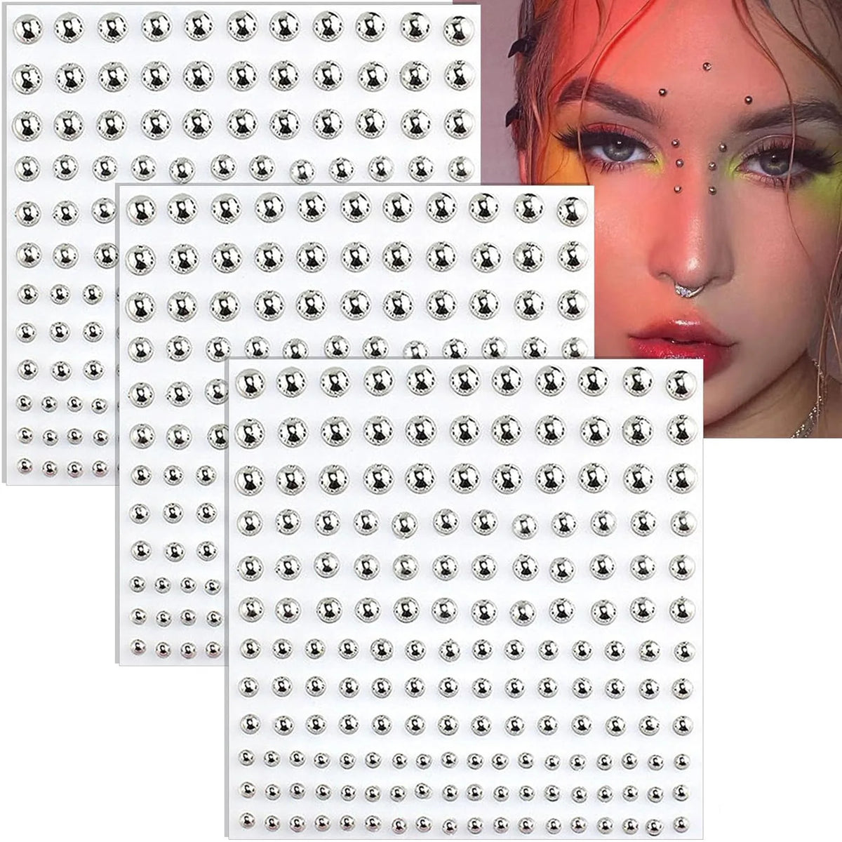 Non-Piercing Fake Nose Ring & Lip Stud Body Jewel Stickers Fake Body Jewel Stickers QXL