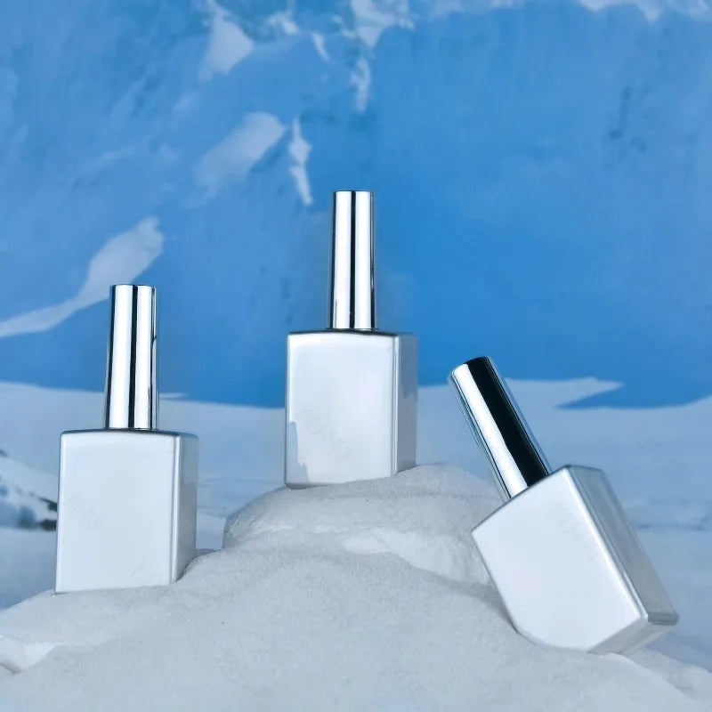 18ml Square Empty Glass Nail Polish Bottle with Brush & Silver Cap Nail Polish Bottle QXL