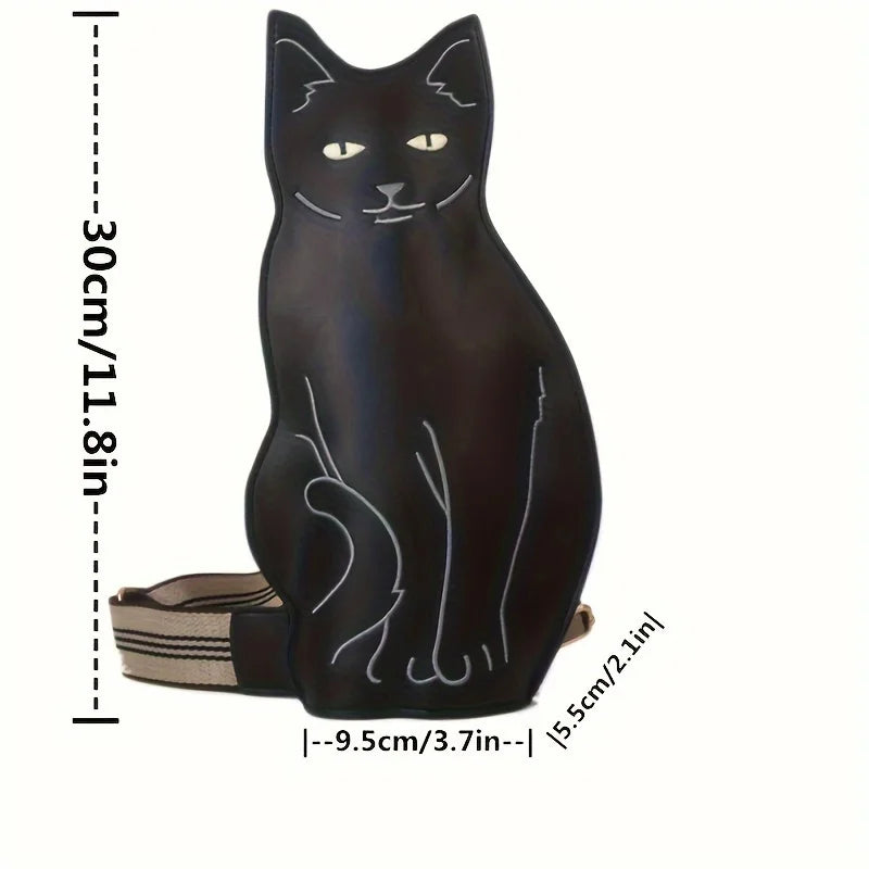 Black Cat Crossbody Chest Bag | Cute Anime PU Leather Crossbody Chest Bag QXL