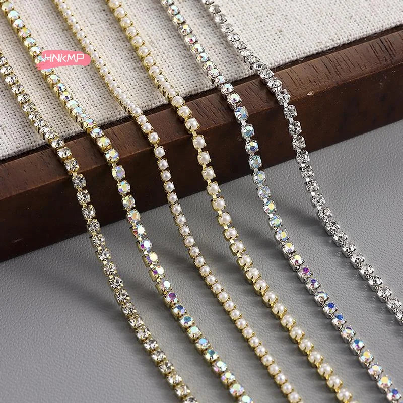Metal Chain Nail Art Charms Set | Gold Silver Rose Gold DIY Nail Art Charms QXL