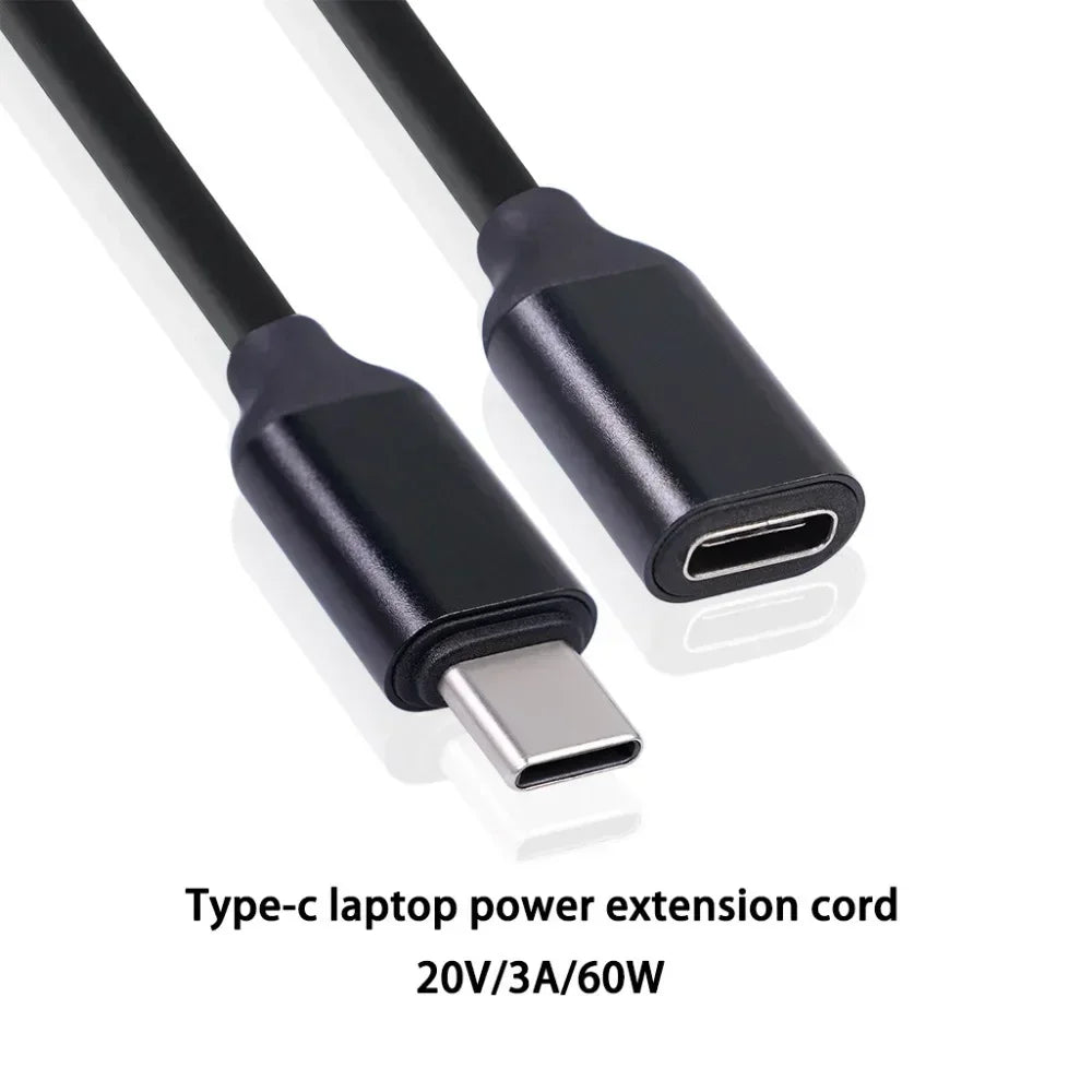 USB-C Extension Cable 60W 3A Gold-Plated Male to Female 0.5–1.5m USB-C Extension Cable QXL