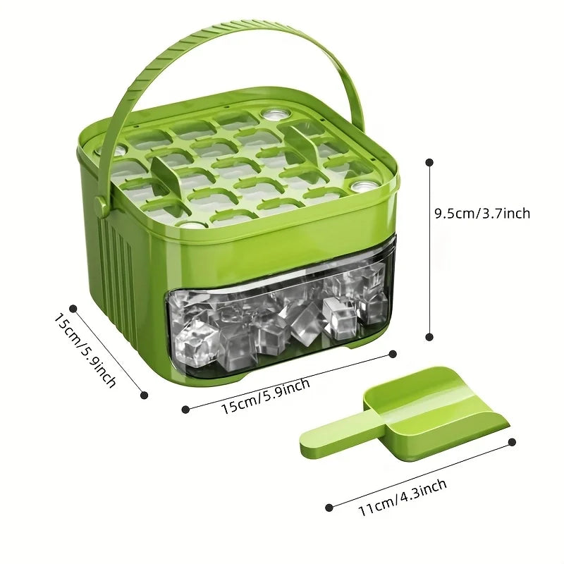 Double Layer Ice Cube Tray with Lid, Bin & Drawer Handle Ice Cube Tray QXL
