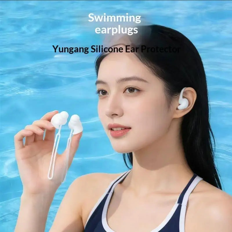 Silicone Swimming Earplugs with Lanyard & Nose Clip | 1 Pair Swimming Earplugs QXL