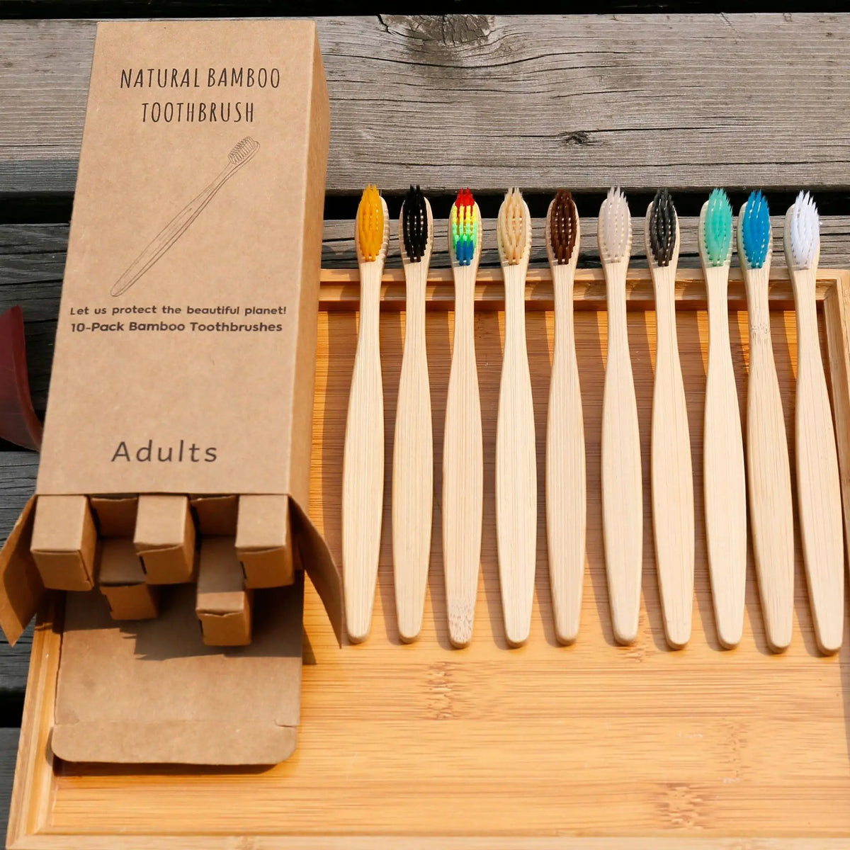 10-Pack Bamboo Toothbrushes | BPA-Free, Eco-Friendly, Soft Bristles Bamboo Toothbrush Set QXL 10Pcs Mix colors