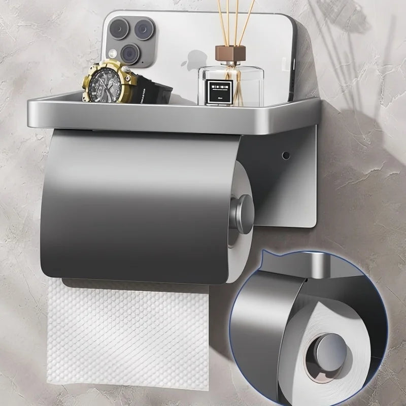 Aluminum Toilet Paper Holder – Rust-Proof, Ventilated & Splash Guard Toilet Paper Holder QXL