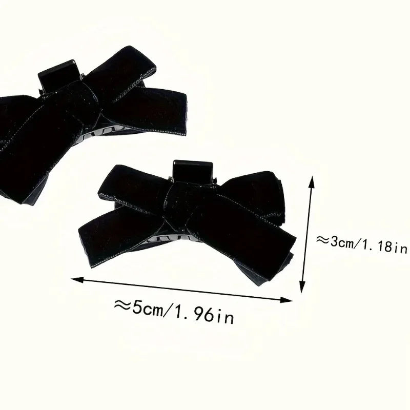 Black Velvet Bow Hair Claw Clips | 1/2/4/6 Pack Set Hair Claw Clip QXL