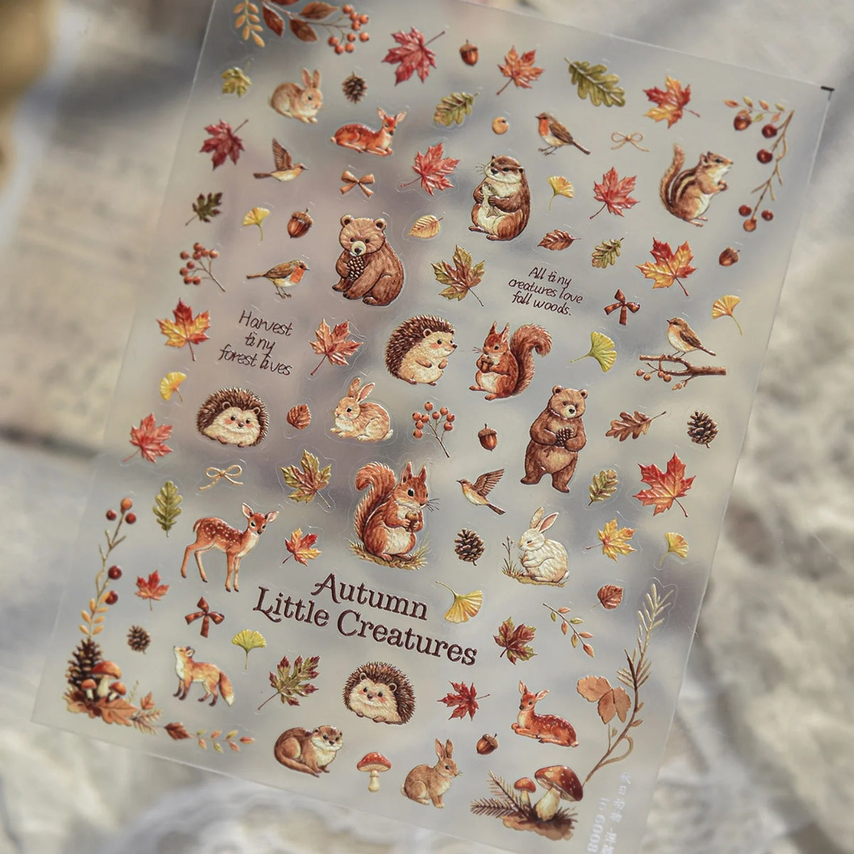 Autumn Forest Animals 5D Nail Stickers | Nature Manicure Decals Nail Art Stickers QXL