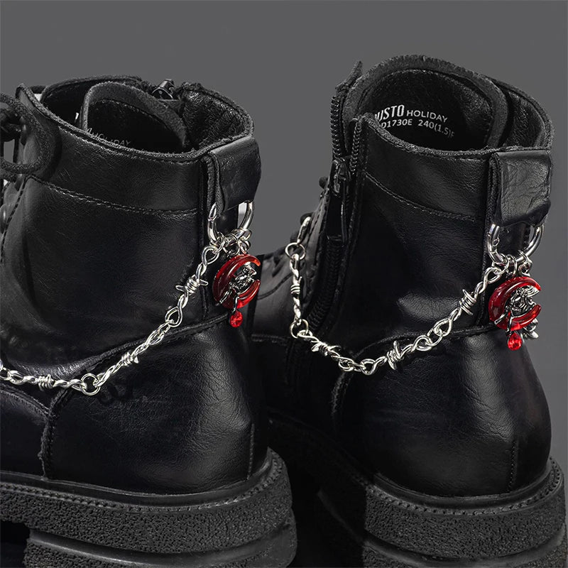 Gothic Punk Double Thorn Shoe Chain | Detachable DIY Decor Shoe Decor Chain QXL