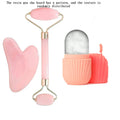 3-Piece Ice Face Roller & Gua Sha Facial Massage Set Facial Massage Tool Set QXL pink