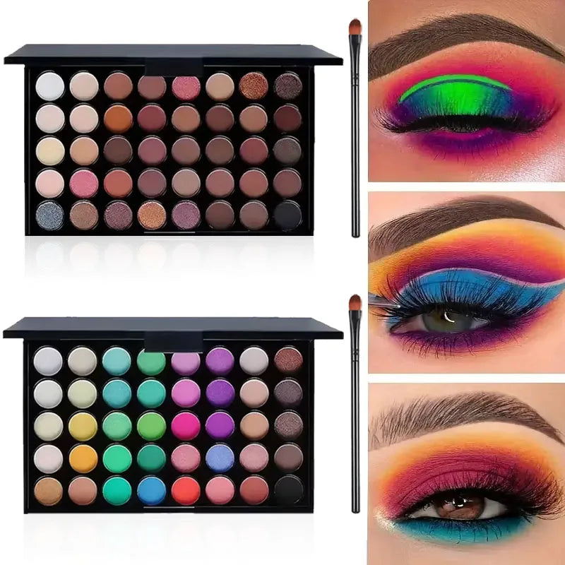 VERONNI 40-Color Glitter Matte Eyeshadow Palette + Brush Eyeshadow Palette QXL