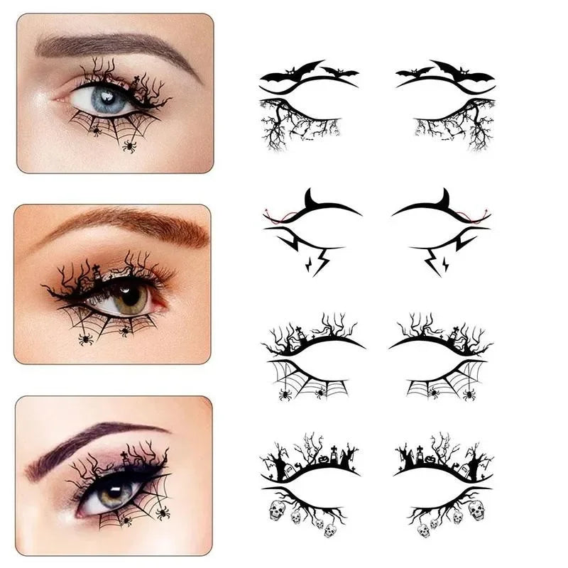 Halloween Eye Makeup Stickers | Waterproof Temporary Tattoos 4/8pc Eye Makeup Stickers QXL